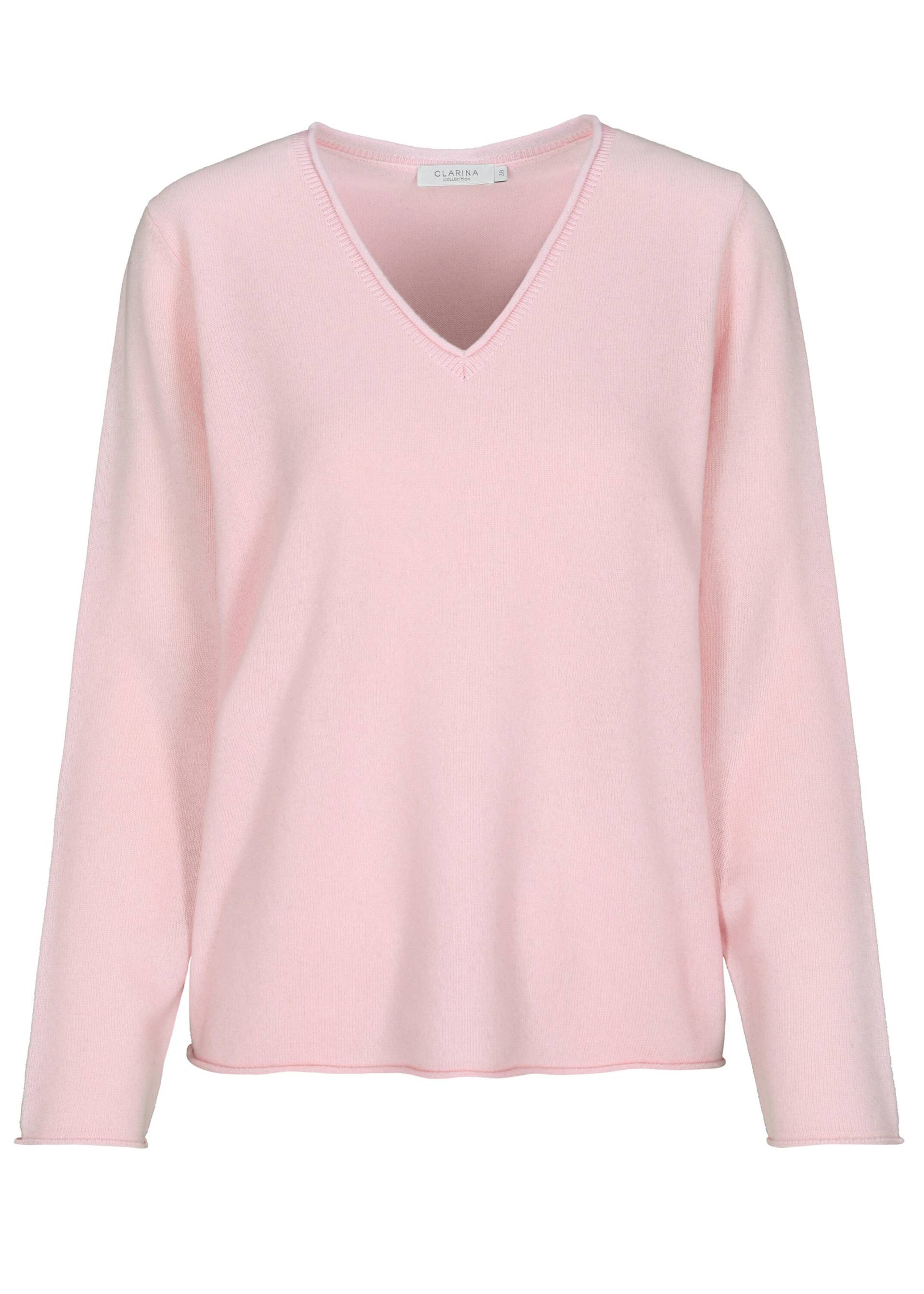 CLARINA - V-Pullover, 1/1 Arm, uni rose - Gr. - 44 von CLARINA