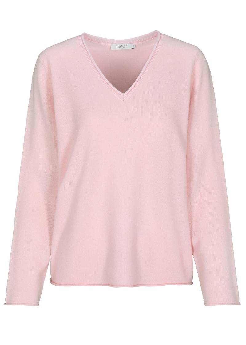 CLARINA - V-Pullover, 1/1 Arm, uni rose - Gr. - 44 von CLARINA