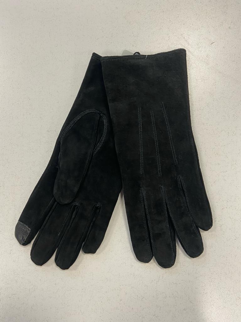 CLARINA - Velours-Lederhandschuhe schwarz - Gr. - 7.5 von CLARINA