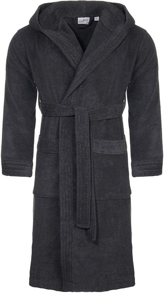 CLASS HOME COLLECTION Unisex-Bademantel Unisex Bademantel aus 100% Baumwolle mit Kapuze und Gürtel, klassisch, 100% Baumwolle, Kapuze, Gürtel, Mit Kapuze, zwei aufgesetzten Taschen und Bindegürtel von CLASS HOME COLLECTION