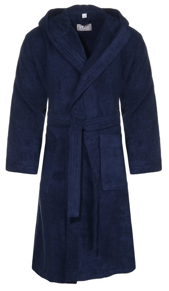 CLASS HOME COLLECTION Unisex-Bademantel Unisex Bademantel aus 100% Baumwolle mit Kapuze und Gürtel, klassisch, 100% Baumwolle, Kapuze, Gürtel, Mit Kapuze, zwei aufgesetzten Taschen und Bindegürtel von CLASS HOME COLLECTION