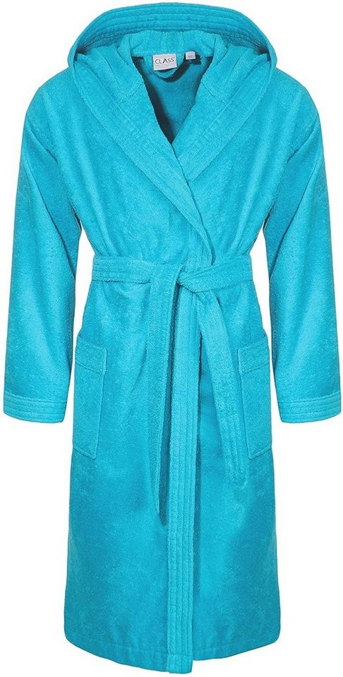 CLASS HOME COLLECTION Unisex-Bademantel Unisex Bademantel aus 100% Baumwolle mit Kapuze und Gürtel, klassisch, 100% Baumwolle, Kapuze, Gürtel, Mit Kapuze, zwei aufgesetzten Taschen und Bindegürtel von CLASS HOME COLLECTION