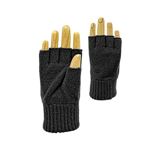 CLASSE77 - Halbfinger Handschuhe aus 70% Wolle und 30% Kaschmir - Herren - Handwerk - Made in Italy, Schwarz , Einheitsgröße von CLASSE77