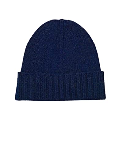 CLASSE77 Wollmütze (70%) Kaschmir-Mischung (30%) mit gerippten Revers - Unisex -100% Made in Italy - Handwerkskunst, dunkelblau, One size von CLASSE77