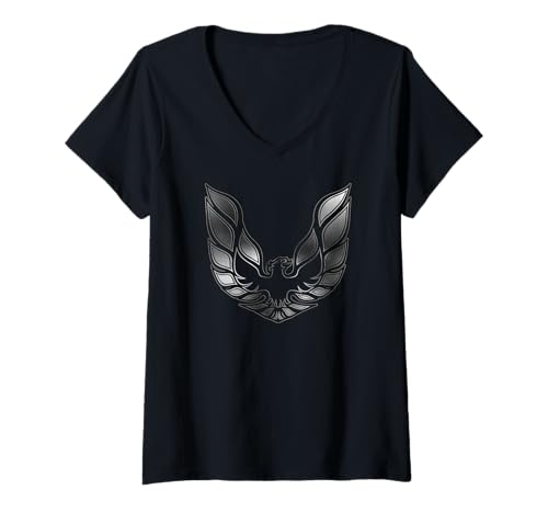 Damen Mythischer Vogel, Oldtimer, Oldtimer, Transam, Motorhauben-Aufkleber T-Shirt mit V-Ausschnitt von CLASSIC CAR CRAZE