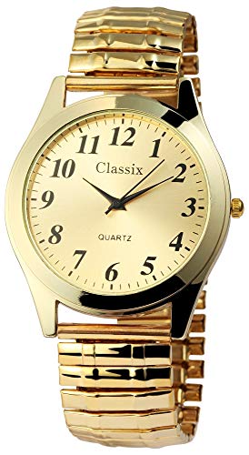 Classix Herrenuhr Gold Analog Metall Quarz Armbanduhr von Classix