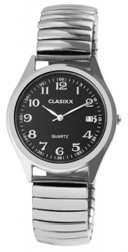 CLASSIX Herren Armbanduhr Schwarz Silber Datum Metall Analog Quarz 2700003-001 von CLASSIX