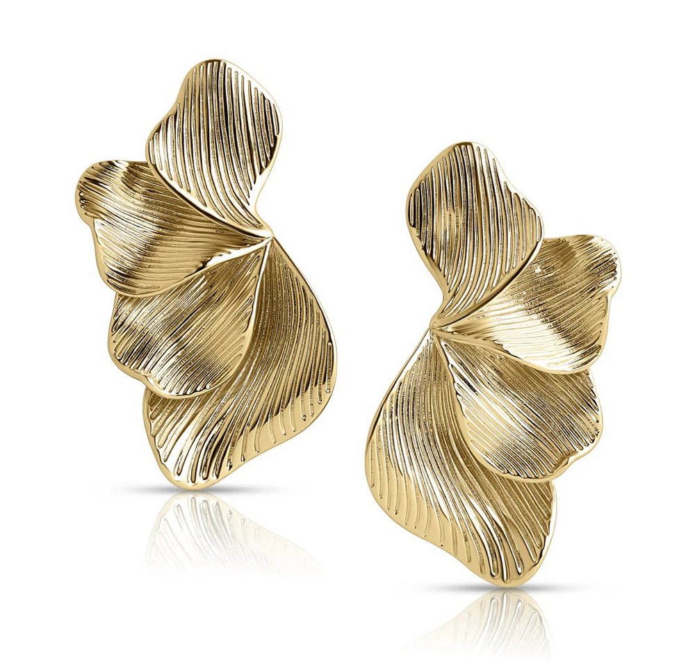 CLASSYANDFABULOUS Jewelry Ohrring-Set Oversize Ginkgo Leaf Earings - Gold von CLASSYANDFABULOUS Jewelry
