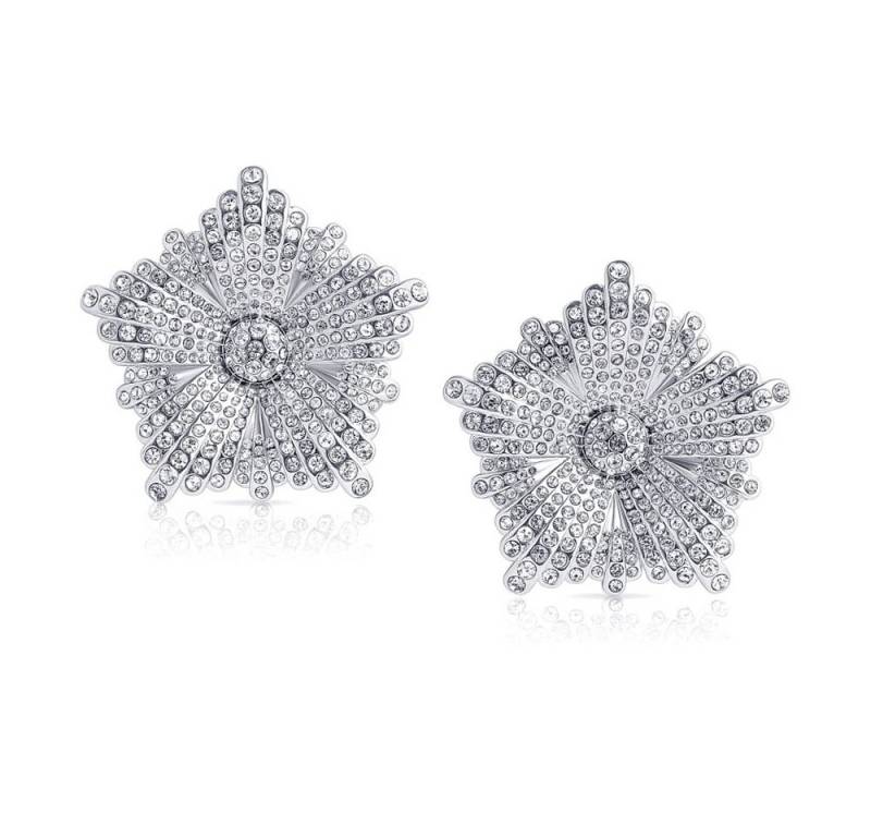 CLASSYANDFABULOUS Jewelry Ohrring-Set Peony Crystal Oversize Earrings - Silber von CLASSYANDFABULOUS Jewelry