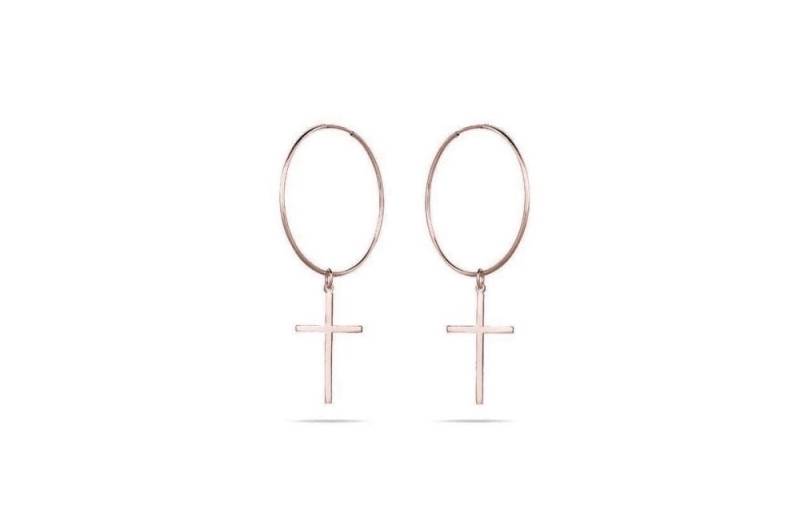 Ezra Hoops - Creolen Mit Kreuzanhängern Roségold von CLASSYANDFBULOUS