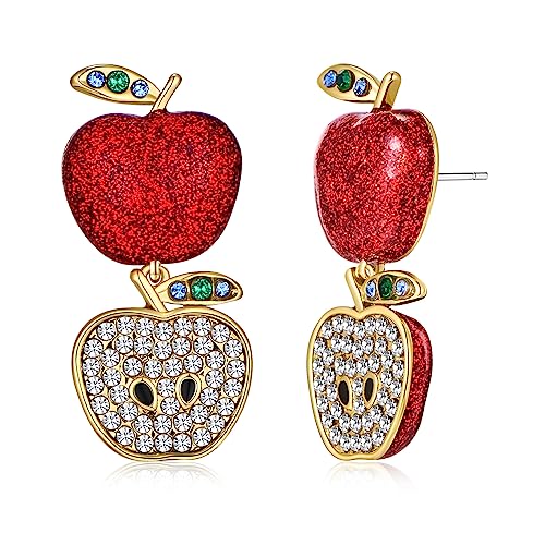 CLASSYZINT Apfel Ohrringe Damen Rot Emaille Strass Ohrhänger Lehrerohrringe Schulanfang Ohrringe Damen Medium Zink Ohne Edelsteine von CLASSYZINT