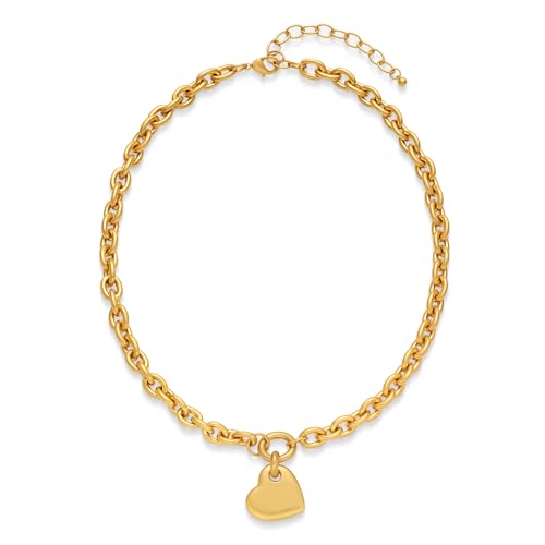 CLASSYZINT Goldene Herz-Anhänger-Halskette für Frauen, geschwollene Herz-Halskette, Perlenkette, Statement-Halskette, trendiger Schmuck, Medium, Messing, Kein Edelstein CLASSYZINT Goldene Herz-Anhänger-Halskette für Frauen, geschwollene Herz-Halskette, Perlenkette, Statement-Halskette, trendiger Schmuck, Medium, Messing, Kein Edelstein von CLASSYZINT