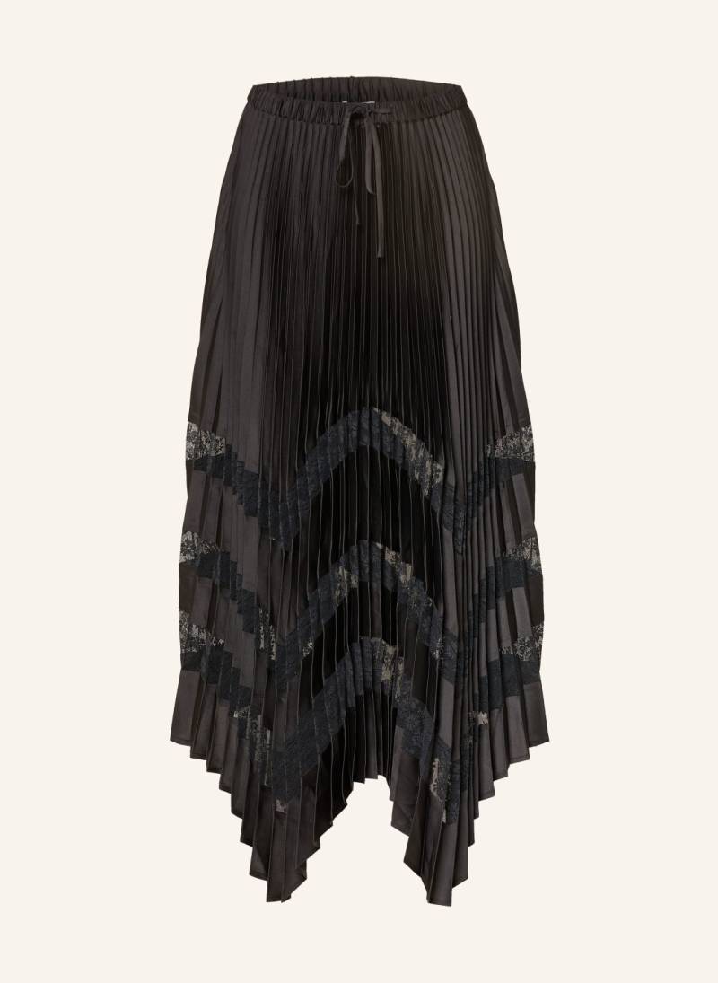 Claudie Pierlot Plisseerock Aus Satin Mit Spitze schwarz von CLAUDIE PIERLOT