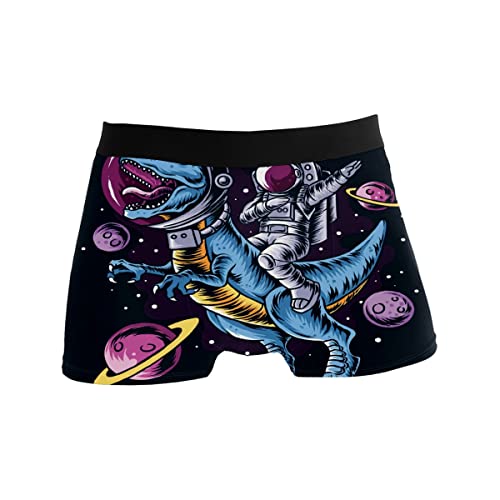 CLAYU Astronaut Drives Dinosaurier Herren Boxershorts Mann Support Unterwäsche Stretch Low Rise Boxer Brief Trunks, einfarbig, M von CLAYU