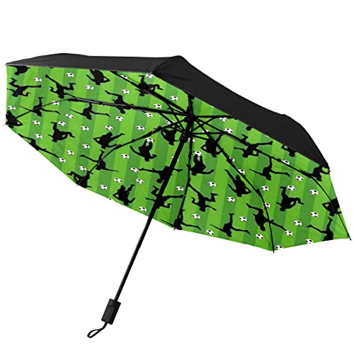 CLAYU Automatischer, faltbarer Regenschirm, Fußball, wasserdicht, kompakt, Sonnen- und Regenschirme, einfarbig, Einheitsgröße von CLAYU