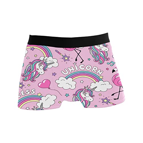 CLAYU Einhorn Flamingo Regenbogen Trendy Herren Boxershorts Mann Support Unterwäsche Stretch Low Rise Boxer Brief Trunks, einfarbig, XL von CLAYU