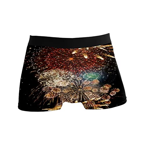 CLAYU Feuerwerk Silvester Herren Boxershorts Mann Support Unterwäsche Stretch Low Rise Boxer Brief Trunks, einfarbig, XL von CLAYU