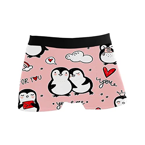 CLAYU Pinguin Cartoon Charaktere Herren Boxershorts Mann Support Unterwäsche Stretch Low Rise Boxer Brief Trunks, einfarbig, L von CLAYU
