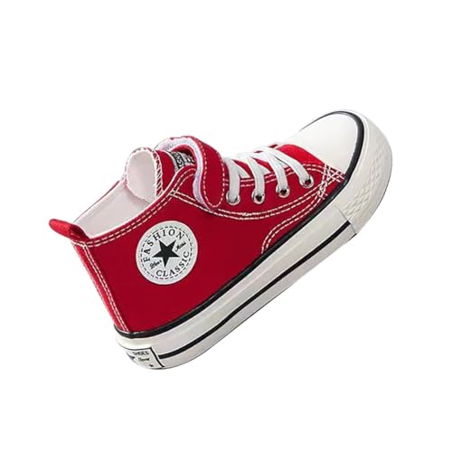 Unisex Kinder Canvas Trainers Shoes, rutschfeste verschleißfeste atmungsaktive High-Top Sneaker für große Kinder Teenager Jugendliche Jungen und Mädchen (Color : Red, Size : 26 EU) von CLBYVGHH