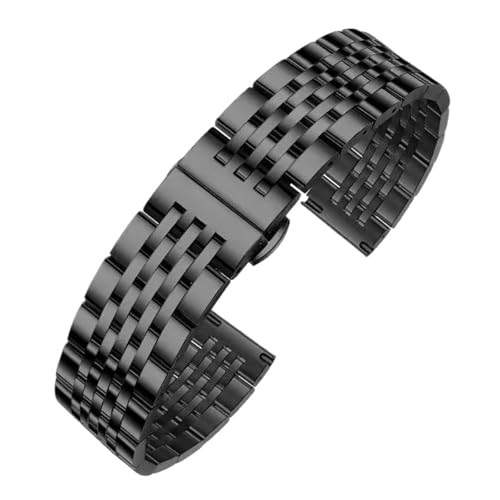 CLCLGOKKOH Men's Steel Watch Strap with Stainless Double-Press Folding Clasp and Flat arc Interface(A,24mm) von CLCLGOKKOH