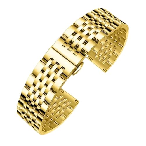 CLCLGOKKOH Men's Steel Watch Strap with Stainless Double-Press Folding Clasp and Flat arc Interface(C,12mm) von CLCLGOKKOH