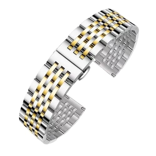 CLCLGOKKOH Men's Steel Watch Strap with Stainless Double-Press Folding Clasp and Flat arc Interface(E,16mm) von CLCLGOKKOH