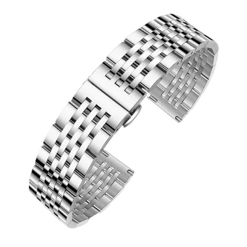 CLCLGOKKOH Men's Steel Watch Strap with Stainless Double-Press Folding Clasp and Flat arc Interface(F,24mm) von CLCLGOKKOH