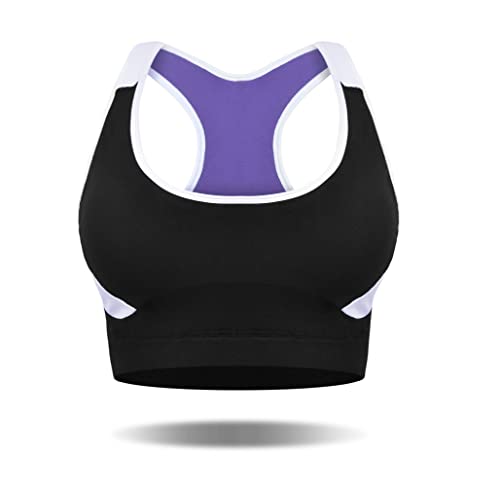 CLDFHX Damen Sport BH Starker Halt Push Up Sport-BH Große Größen Gepolstert Ohne Bügel Racerback Crop Top zum Joggen Yoga Fitness Laufen Pilates, Schwarz, XXL von CLDFHX