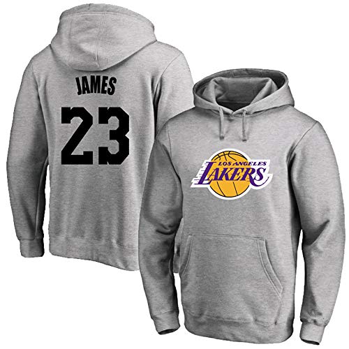 CLDP Kapuzenpullover Herren Lässig NBA Basketball Kleidung Lakers No.23 Grau Hoodies Herren Sport Langarm Lässiger Pullover,M von CLDP