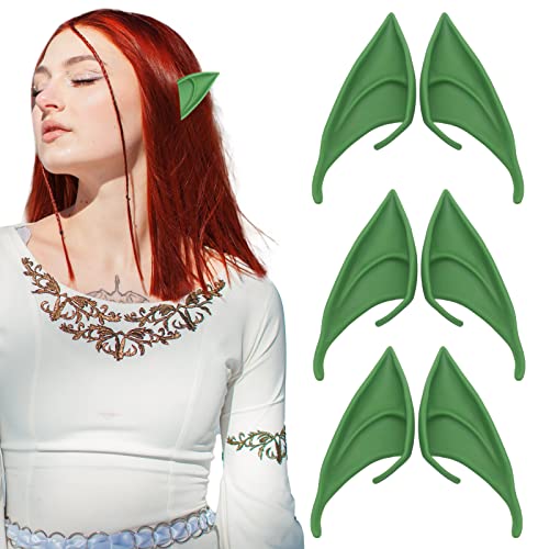 3 Paar Avantar Kostüm Elf Ears Cosplay Avantar Ohren 12cm Elfenohren Zubehör Halloween Partydekorationen Zubehör Karnevalskostüm -Grün von CLDURHGE
