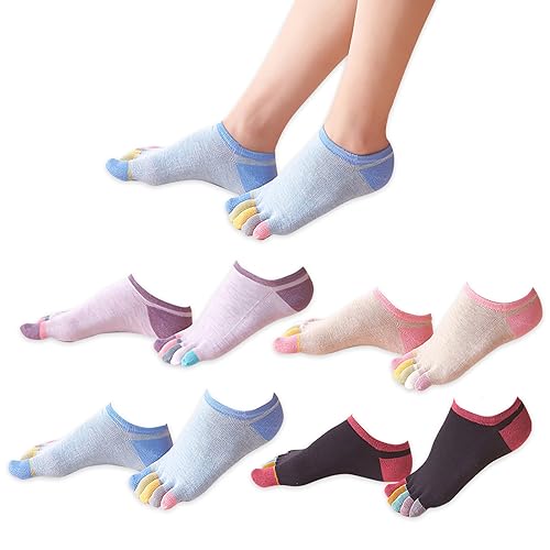 CLDURHGE 4 Paare Zehensocken Damen Fünf Finger Socken aus Baumwolle Damen Sneaker Socken mit Zehen Sneaker Socken mit Damen für Sport Laufende Freizeit bunte Socken Neuheit Geschenke - 2 von CLDURHGE