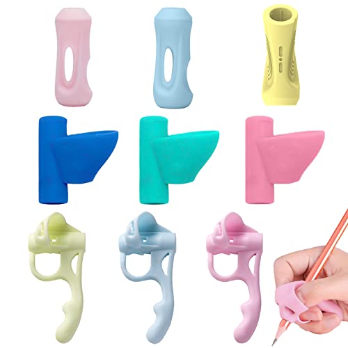 Schreibhilfe für Stift Kinder, 9 Stück Stift-Schreibhilfe, Bleistiftgriffe für Kinder, Schreib-Lernhilfe, Bleistiftgriffe, Kinder-Stifthalter, Bleistifthalter, Schreibhilfe von CLDURHGE