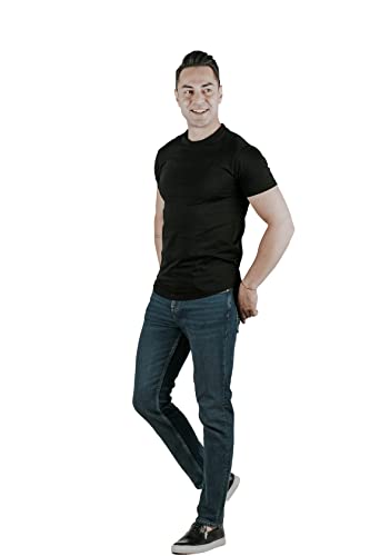 EFE Terzi Premium Herren Slim Fit Tshirt Schwarz, Black, Basic, Schlicht, einfarbig Shirt, Black, Freizeit & Business T-Shirt Rundhals (as3, Alpha, s, Regular, Regular) von CLEARFEE