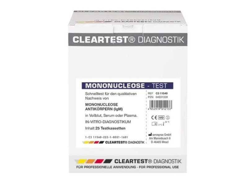 CLEARTEST Mononukleose-Schnelltest Infektiöse Mononukleose-Antikörpernachweis-Test, Spar-Set, 25-tlg., Diagnose in 5 Minuten, Gesundheit, Pfeiffersches Drüsenfieber, Epstein-Barr-Virus von CLEARTEST