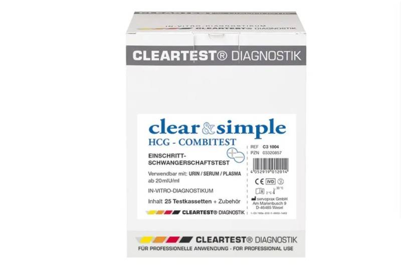 CLEARTEST Schwangerschafts-Teststreifen Clear & Simple HCG Combi Schwangerschaftstest, Spar-Set 25-St., Hohe Empfindlichkeit, Schneller Schwangerschaftsnachweis von CLEARTEST