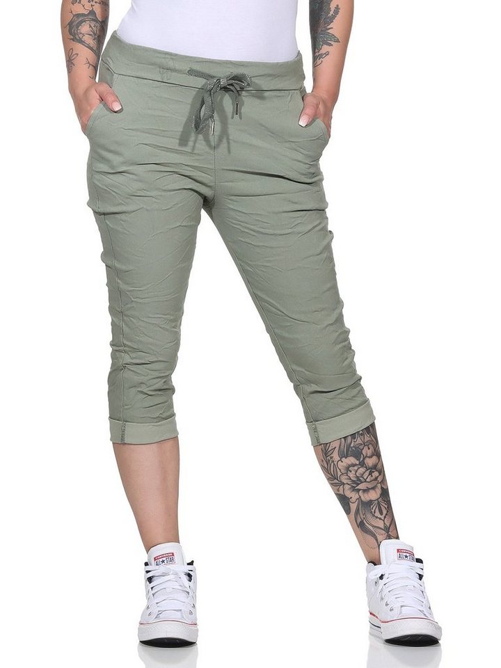 CLEO STYLE Caprihose Damen Capri 8264 34-40 Olive von CLEO STYLE