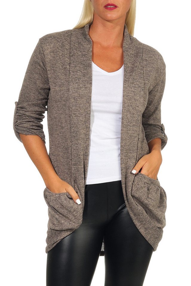 CLEO STYLE Cardigan Damen Strickjacke 402 Beige von CLEO STYLE