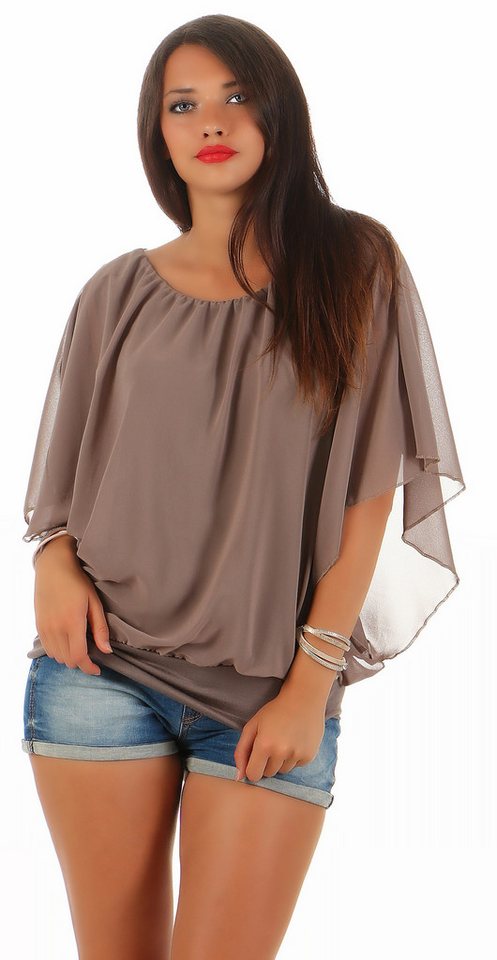 CLEO STYLE Chiffonbluse Damen Bluse 661 36-40 Schlamm von CLEO STYLE