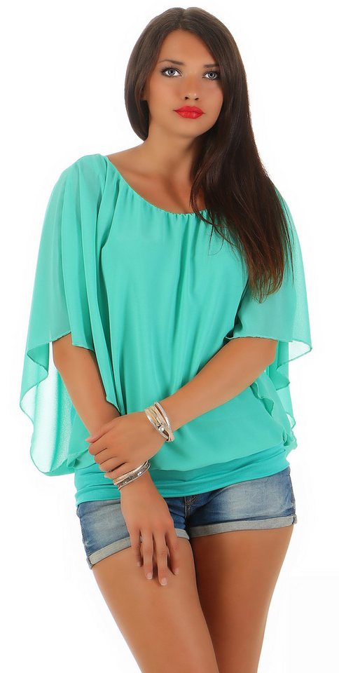 CLEO STYLE Chiffonbluse Damen Bluse 661 36-40 Mint von CLEO STYLE