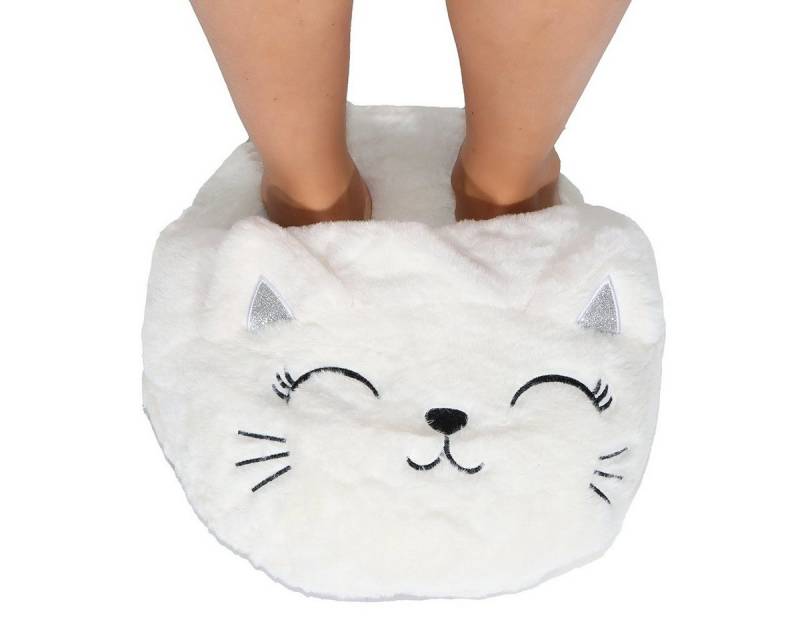 CLEO STYLE Damen Hausschuhe 691 Weiß Katze Hausschuh von CLEO STYLE
