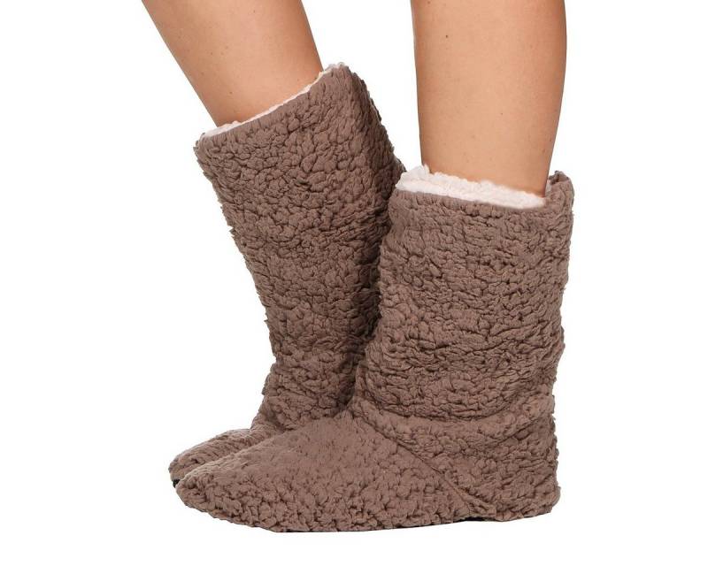 CLEO STYLE Damen Hüttenstiefel mit ABS Sohle Plüsch Hausschuhe von CLEO STYLE