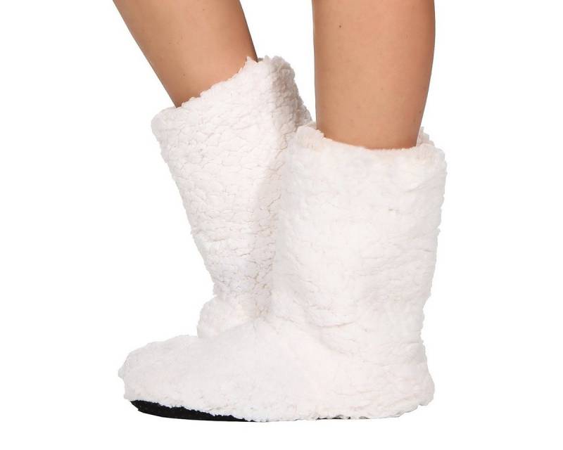 CLEO STYLE Damen Hüttenstiefel mit ABS Sohle Plüsch Hausschuhe von CLEO STYLE