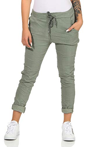 CLEO STYLE Damen Jogginghose im Vintage Look Sweatpants für Freizeit Sport und Fitness 88 (Grün) von CLEO STYLE
