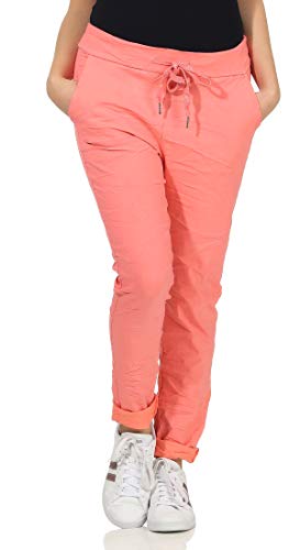 CLEO STYLE Damen Jogginghose im Vintage Look Sweatpants für Freizeit Sport und Fitness 88 (Lachs) von CLEO STYLE