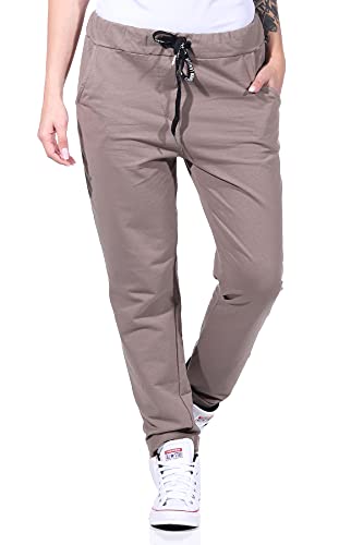 CLEO STYLE Damen Jogginhose im Boyfriend-Style Sweatpants für Freizeit Sport und Fitness 20 (DE/NL/SE/PL, Numerisch, 36, 40, Regular, Regular, Schlamm) von CLEO STYLE