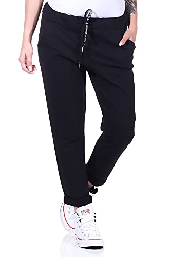 CLEO STYLE Damen Jogginhose im Boyfriend-Style Sweatpants für Freizeit Sport und Fitness 20 (DE/NL/SE/PL, Numerisch, 36, 40, Regular, Regular, Schwarz) von CLEO STYLE