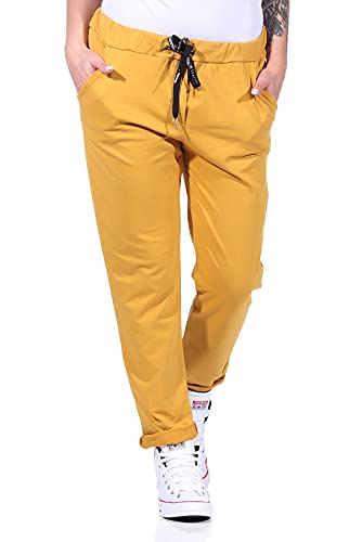CLEO STYLE Damen Jogginhose im Boyfriend-Style Sweatpants für Freizeit Sport und Fitness 20 (DE/NL/SE/PL, Numerisch, 36, 40, Regular, Regular, Senf) von CLEO STYLE