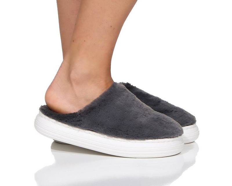 CLEO STYLE Damen hausschuhe 609 38-39 Anthrazit Hausschuh von CLEO STYLE