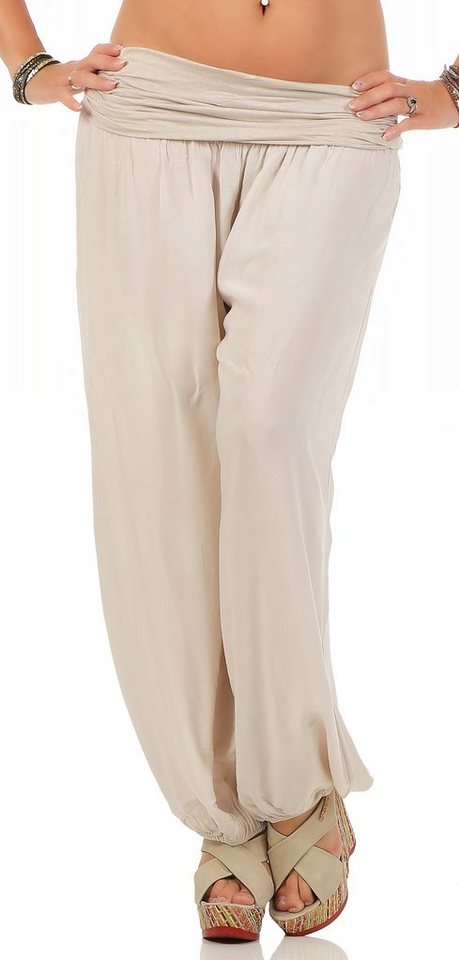 CLEO STYLE Haremshose Damen Sommerhose CL 2403 Beige One Size (34-42) von CLEO STYLE