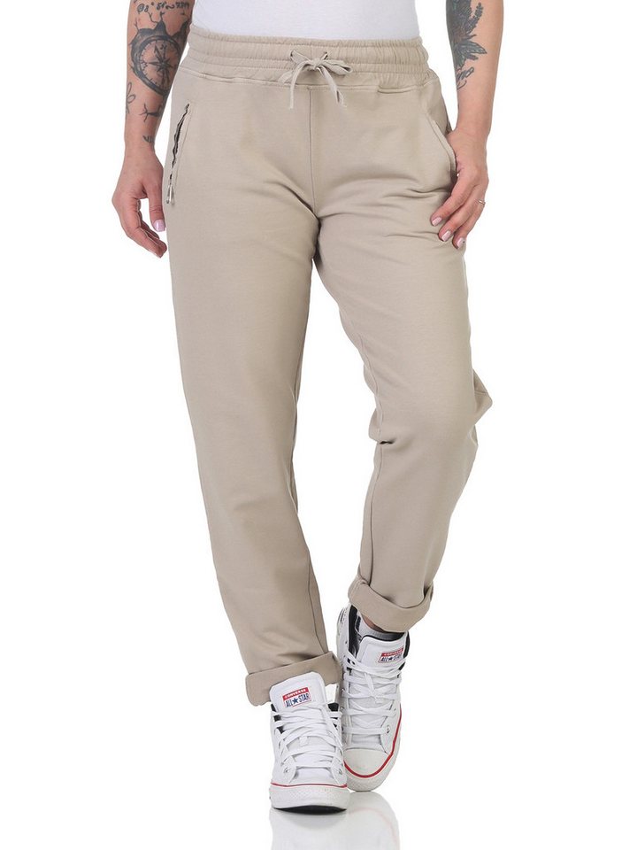 CLEO STYLE Jogger Pants Damen Jogginghose 814136 34-38 Beige von CLEO STYLE